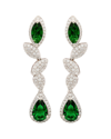 Suzy Levian Sterling Silver Green And White Cubic Zirconia Pear Marquise Shapes Drop Earrings