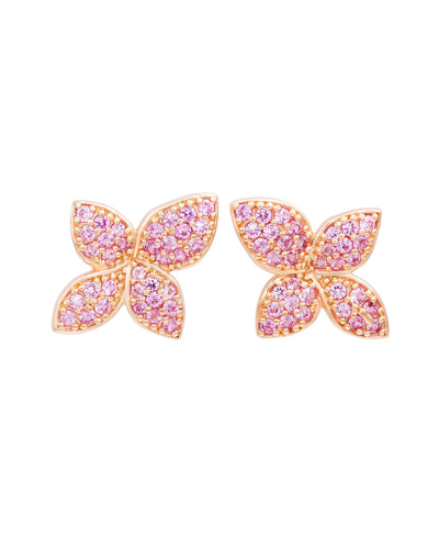 Suzy Levian Silver 0.02 Ct. Tw. Diamond & Gemstone Earrings In Pink