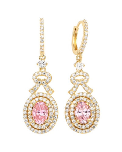 Suzy Levian Silver Cz Earrings In Gold