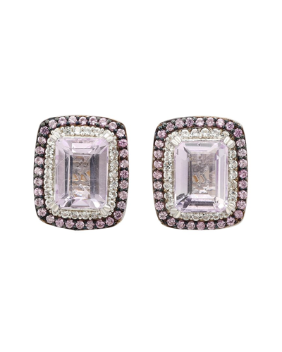 Suzy Levian Silver 0.02 Ct. Tw. Diamond & Gemstone Earrings