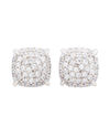 Suzy Levian Sterling Silver Pave Cubic Zirconia Square Cushion Stud Earrings