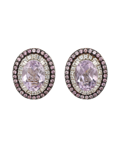Suzy Levian Silver 0.02 Ct. Tw. Diamond & Gemstone Earrings