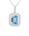 Suzy Levian Sterling Silver Emerald Cut Blue Topaz And White Topaz Pendant