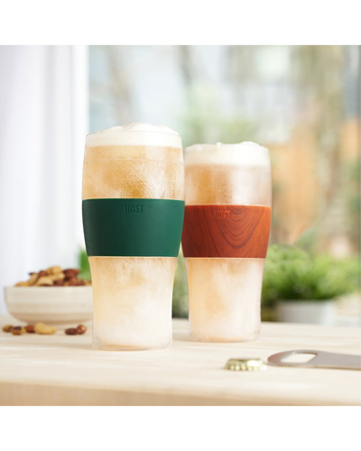 Host Set Of 2 Beer Freeze Glasses In Wood