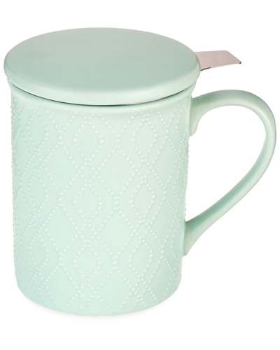 Pinky Up Annette Souk Mint Ceramic Tea Mug With Infuser In Blue