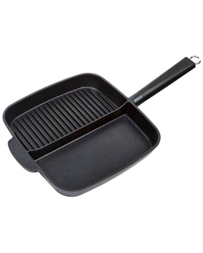 Masterpan Nonstick 2-section Grill & Griddle Skillet, 11" In Black