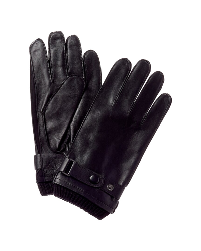 Bruno Magli Wool-blend & Leather Gloves In Black