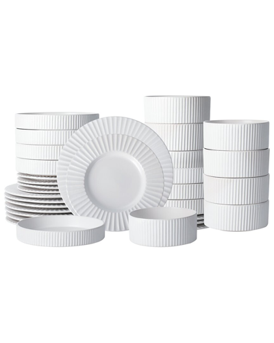 Christian Siriano Lusso 32pc Stoneware Dinnerware Set In White