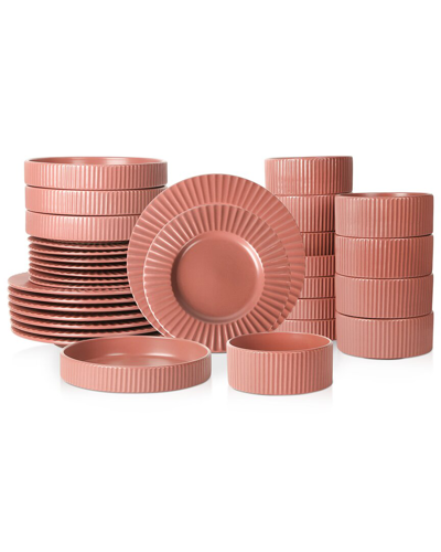 Christian Siriano Lusso 32pc Stoneware Dinnerware Set In Redwood