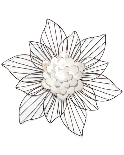 Fetco Leith Layered Floral Metal Wall Art In White