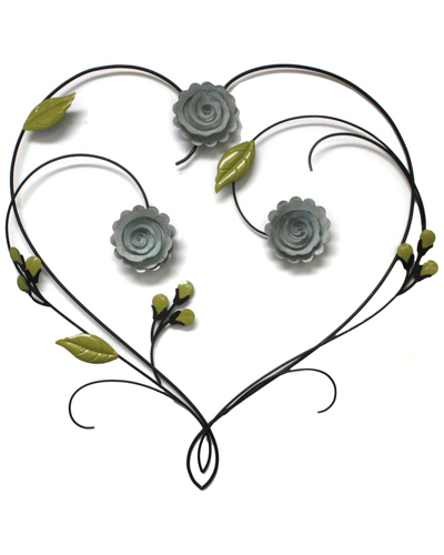 Fetco Lorali Floral Heart Metal Wall Art In Blue