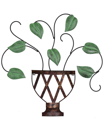 Fetco Lillian Potted Plant Metal Wall Art In Green