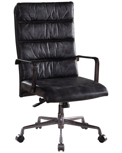 Acme Furniture Jairo Executive Office Chair In Vintage Black Top Grain Leather