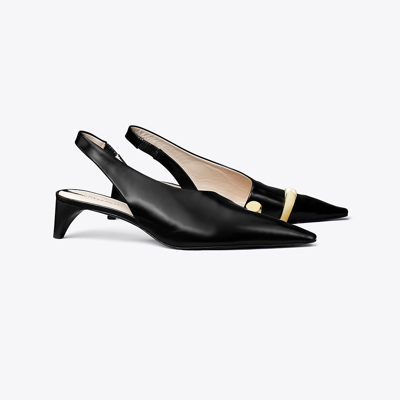 Tory Burch Pierced Heeled Slingback In Perfect Black