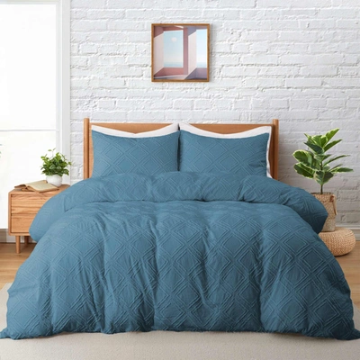 Puredown 3 Piece Lightweight Clipped Duvet Cover Sets, Queen Or King Sized Bedding Sets