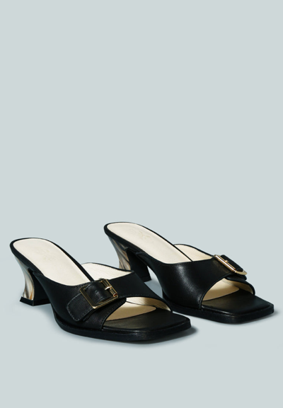 Rag & Co X Gomez-art-nouveau Leather Slip-on Sandal In Black