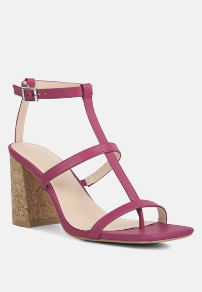 Rag & Co Mirabella Open Square Toe Block Heel Sandals In Fuschia In Pink