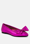 Rag & Co Pie-tribe Metallic Bow Ballerinas In Fuchsia In Pink