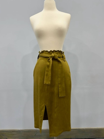 Drome Belted Midi Skirt In Seaweed In Green