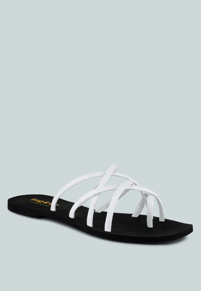 Rag & Co Sweetin White Strappy Flat Slip On Sandals