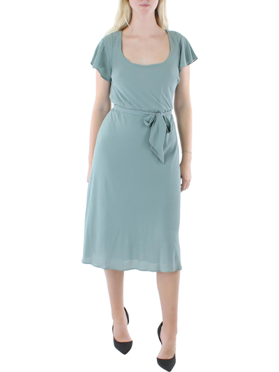 Lauren Ralph Lauren Womens Belted Calf Midi Dress In Blue