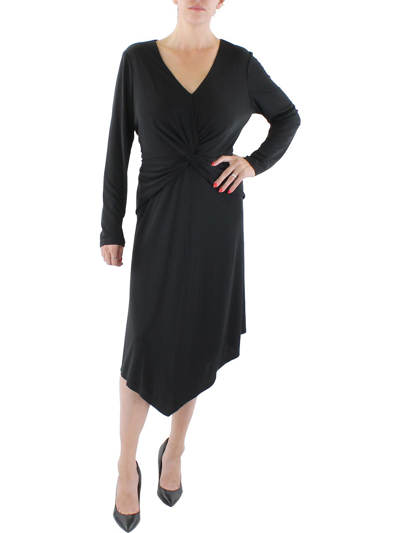 Lauren Ralph Lauren Womens Surplice Midi Cocktail And Party Dress In Black