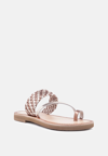 Rag & Co Isidora Bronze Braided Leather Flat Sandal In Gold