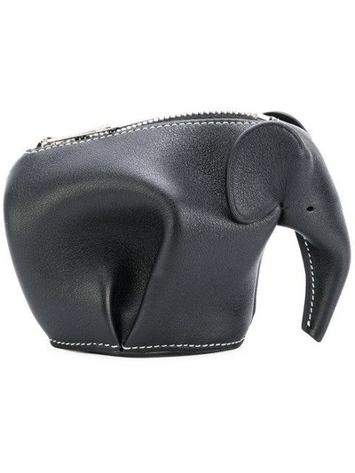 Loewe Black Elephant Coin Pouch In Black