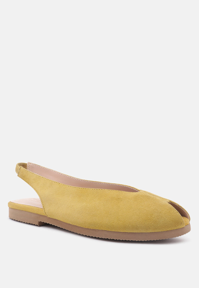 Rag & Co Gretchen Mustard Slingback Flat Sandals In Yellow