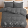 PUREDOWN HIGH QUALITY 3 PIECE WAVE CLIPPED DUVET COVER SET WITH ZIPPER CLOSURE DARK GREY