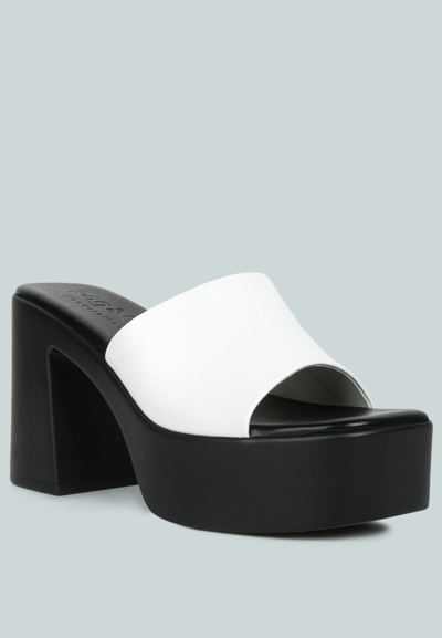 Rag & Co Scandal Slip On Block Heel Sandals In White