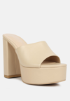 Rag & Co Shuri Open Toe High Block Heel Sandals In Beige In Beige