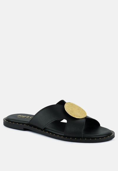 Rag & Co Eudora Embellished Black Slip-ons Sandal