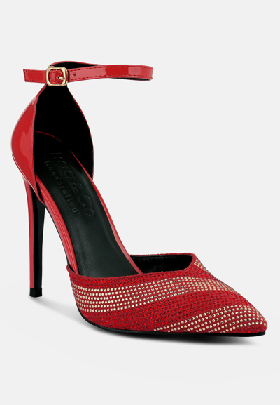 Rag & Co Nobles Red Rhinestone Patterned Stiletto Sandals