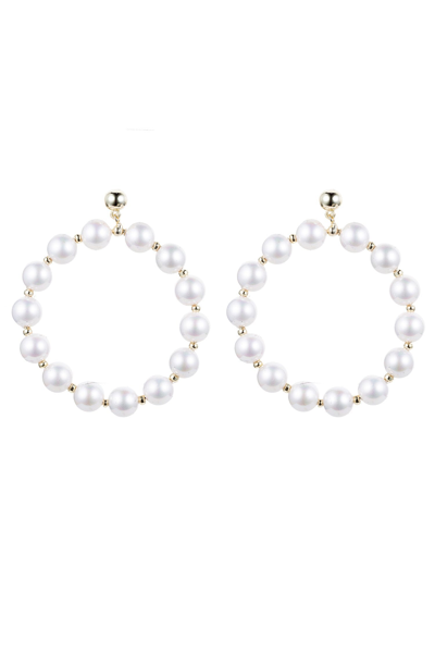 Eye Candy La Diana Fresh Water Pearl Loop Earrings In White