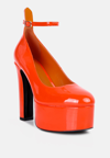 RAG & CO BABE-HEAVEN PATENT PU SANDALS IN ORANGE