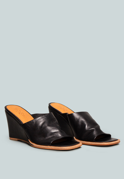 Rag & Co X Hepburn Black Sliders Wedge Sandals