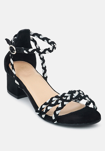 Rag & Co Candance Black Block Heel Sandal