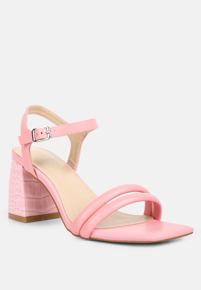 Rag & Co Edyta Ankle Strap Block Heel Sandals In Pink