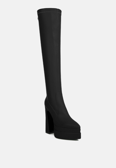 Rag & Co Cyber Punk High Platform Long Boots In Black