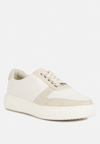 Rag & Co Kjaer Dual Tone Leather Sneakers In Off White