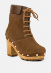 Rag & Co Maaya Tan Handcrafted Collared Suede Boot In Multi