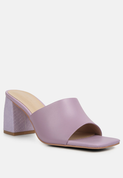 Rag & Co Audriana Lilac Textured Block Heel Sandals In Purple