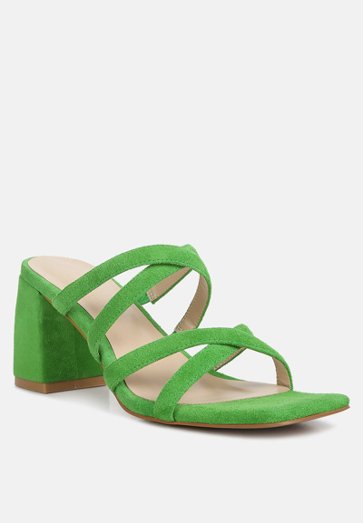 Rag & Co Valentina Strappy Casual Block Heel Sandals In Green