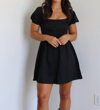 ET CLET BABYDOLL PUFF SLEEVE MINI DRESS IN BLACK