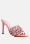 RAG & CO TEASE PINK WOVEN STILETTO SLIDES