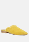RAG & CO MOLLY MUSTARD FRAYED LEATHER MULES