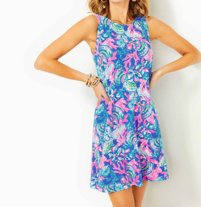 Lilly Pulitzer Kristen Swing Dress In Blue Tang Sitting Seaside