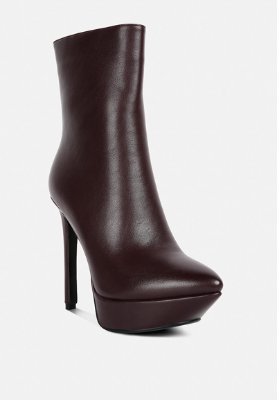 Rag & Co Magna Burgundy High Heeled Ankle Boot In Red