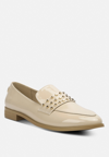 RAG & CO MEANBABE SEMICASUAL STUD DETAIL PATENT LOAFERS IN BEIGE